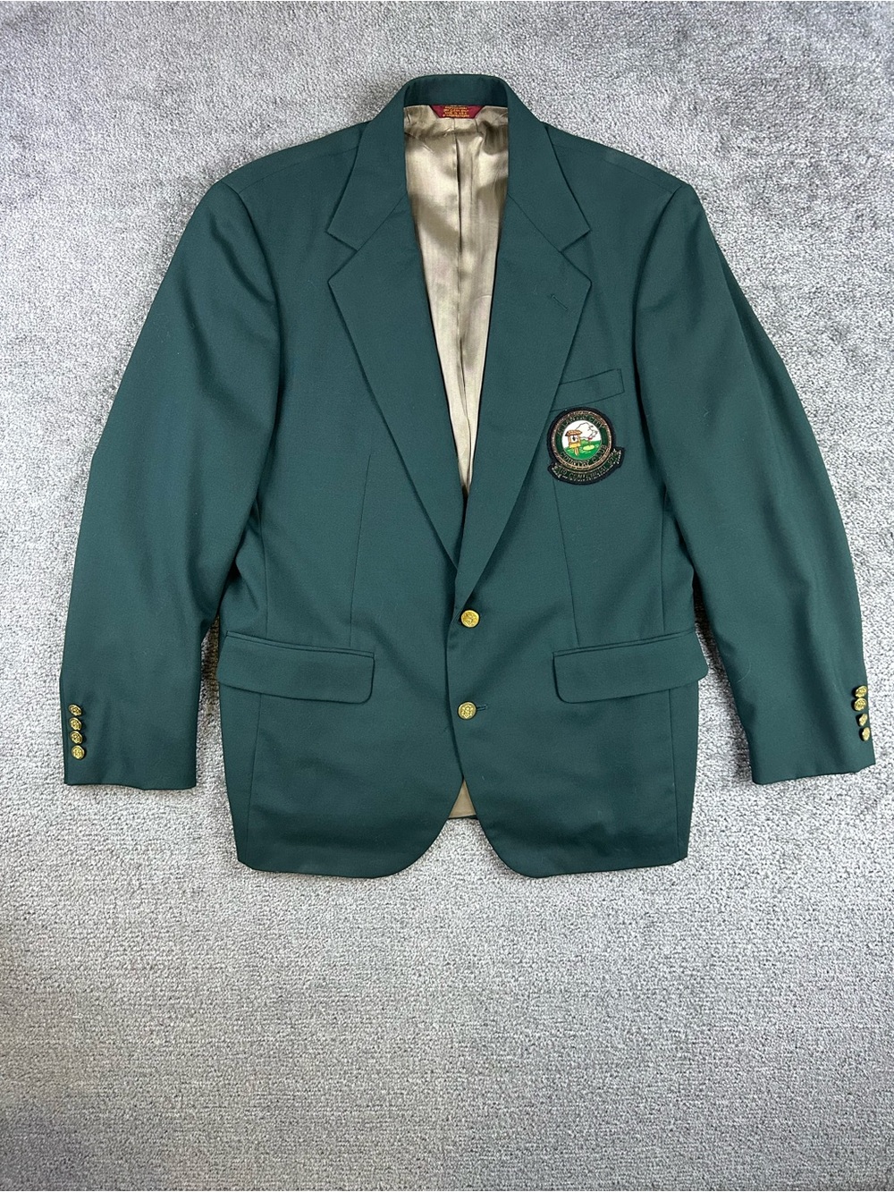 VTG 80s Corbin Masters Green Blazer Sport Coat AC Crest Gold Buttons 44 Union